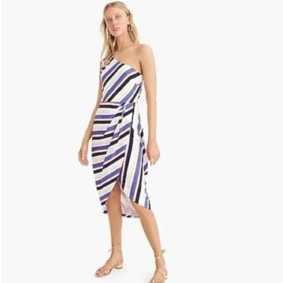 J. Crew Silk One-Shoulder Dress - Picture 1 of 7